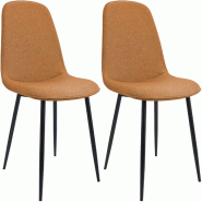CLP Lot de 2 chaises de salle à manger Maryam Orange/Tissu - orange textile 327164