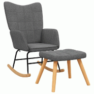 Décoshop26 - Fauteuil à bascule d'allaitement rembourré relax pour salon avec repose-pieds en tissu gris foncé DEC028876 - gris 3000257102042