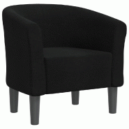 Décoshop26 - Fauteuil lounge assise confortable dossier arrondi design moderne en tissu noir DEC026471 - noir 3000255836499