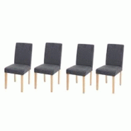 Décoshop26 - Lot de 4 chaises de salle à manger en tissu gris foncé pieds clairs CDS04562 - gris 3001099469607 Décoshop26 - Lot de 4 chaises de salle à manger en tissu gris foncé pieds clairs CDS04562 - gris 3001099469607