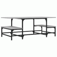 Décoshop26 - Table basse avec étagères design industriel 100 x 50,5 x 40 cm bois d'ingénierie gris et métal DEC039935 - gris métal 3000264670169