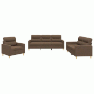Ensemble de canapés 3 pcs avec coussins Marron Tissu Modèle Ambre Design - 8721012065062
