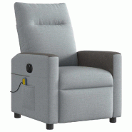 Fauteuil de massage inclinable électrique gris clair tissu Modèle Ulmoria - 8721158644152