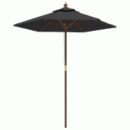 Helloshop26 - Parasol de jardin avec mât en bois 196 x 231 cm noir 02_0008342 - 3000445882725