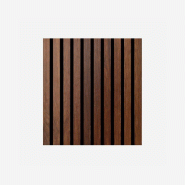 Panneau décoratif lattes bois/feutre pet, lot de 12 (60x60cm), mural insonorisant, noyer clair - marron DH104809