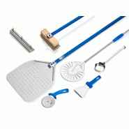 Set à pizza professionnel pelle perforée 36x36 - 7 pièces - Gamme Azzurra | GI.METAL Set à pizza professionnel pelle perforée 36x36 - 7 pièces - Gamme Azzurra | GI.METAL