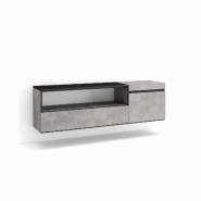 SKRAUT HOME Meuble TV, Banc Télé, 150x45x35cm, Pour les TV jusqu'à 65", Suspendu, Mural, Ciment - gris Bois manufacturé 56_3