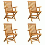 VidaXL Chaises Pliables De Jardin Lot De 4 Bois De Teck Solide - 3065528 VidaXL Chaises Pliables De Jardin Lot De 4 Bois De Teck Solide - 3065528