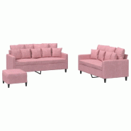 VidaXL Ensemble de canapés 3 pcs avec coussins Rose Velours Modèle Sirius Chic - 3201713