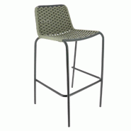 Chaise de bar d'extérieur empilable Arona en acier et corde - taupe