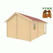 Chalet en bois plain-pied frene 30 / madrier / 30 m² / en kit / toit double pente_1