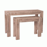 Console Héritage en bois massif - L118xP39xH75cm + L79xP29xH60cm - aspect vieilli - par 2
