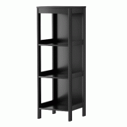 COSTWAY Meuble de salle de bain étroit avec 2 tiroirs et compartiment ouvert, commode - noir Bois manufacturé TI83013NW