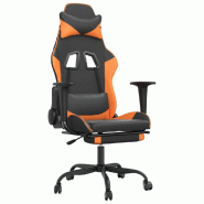 Décoshop26 - Fauteuil de bureau chaise gaming avec coussin lombaire et repose-pieds en PVC noir et orange DEC025887 - noir 3000255507740 Décoshop26 - Fauteuil de bureau chaise gaming avec coussin lombaire et repose-pieds en PVC noir et orange DEC025887 - noir 3000255507740
