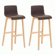 Décoshop26 - Lot de 2 tabourets de bar design avec structure de 4 pieds en bois et assise en tissu marron 10_0004210 - marron Bois massif 30002519842