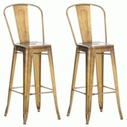 Décoshop26 - Lot de 2 tabourets de bar en métal doré style industriel dossier haut repose-pieds TDB10293 - 3000663869607 Décoshop26 - Lot de 2 tabourets de bar en métal doré style industriel dossier haut repose-pieds TDB10293 - 3000663869607