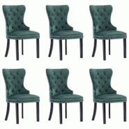 Décoshop26 - Lot de 6 chaises de salle à manger cuisine design classique velours vert foncé CDS022890 - 3000031841532 Décoshop26 - Lot de 6 chaises de salle à manger cuisine design classique velours vert foncé CDS022890 - 3000031841532