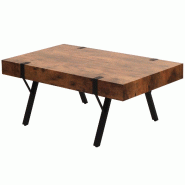 Décoshop26 - Table basse rectangulaire salon table d'appoint en métal et MDF 43x110x60 cm couleur chêne sauvage foncé 04_0010259 - 3000267941976