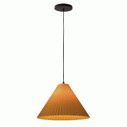 Fabas Luce Suspension Conique Design Moderne En Métal Et Plastique Végétal, Douille E27, Ip20, Couleur Moutarde, Diamètre 316 Mm. Style Contempora