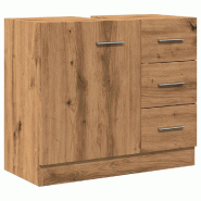 Helloshop26 - Armoire d'évier moderne avec rangement 63 x 30 x 54 cm style épuré en bois d'ingénierie chêne artisanal 02_0051187 - Bois massif 30