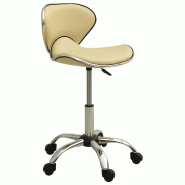 Helloshop26 - Chaise fauteuil siège de bureau informatique étude similicuir crème 02_0024002 - acier 3000214633930