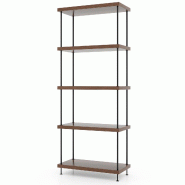 Helloshop26 - Étagère à 5 niveaux pour bibliothèque 60 x 29,5 x 147 cm euro design polyvalent finition grain de bois noyer 20_0019587 - 3000233025105