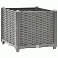 Helloshop26 - Jardinière bac lit surélevé plantes fleurs terrasse jardin 40 x 40 x 38 cm polypropylène gris 02_0039226 - 3000218446314