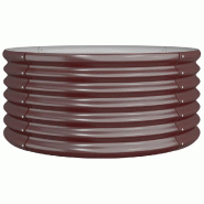 Helloshop26 - Lot de 2 jardinières de jardin ronde acier galvanisé grande profondeur 80 x 80 x 36 cm en acier marron 02_0046559 - marron acier 30002