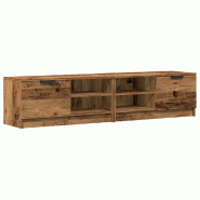 Helloshop26 - Lot de 2 meubles TV avec rangement ouvert 80 x 35 x 36 cm style vintage en bois d'ingénierie vieux bois 02_0050949 - vert Bois massif 3