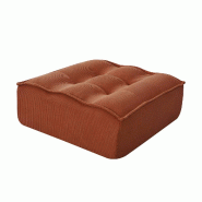 Oviala Business Pouf en velours 80 x 75 x 32 cm terracotta - rouge polyester 115120