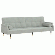 VidaXL Canapé-lit avec coussins gris clair velours Modèle Aero Panorama Élite - Matériau naturel 351857