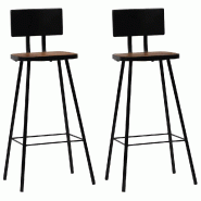 VidaXL Tabourets De Bar Lot De 2 Bois Massif De Récupération - 245390