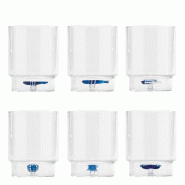 Zafferano Lot de 6 Gobelets Teca Mare en verre borosilicaté fait main avec décors marins assortis, design empilable et élégant - 8054040720710