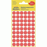 Avery Zweckform Etui de 270 pastilles adhésives, diamètre 12 mm, coloris rouge (5 feuilles / cdt) - rouge 3141