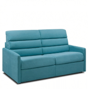 CANAPÉ CONVERTIBLE CANAPEXPRESS CHAMPAGNY 140 CM MATELAS MEMORY 22 CM DOSSIERS HAUTS VELOURS BLEU TURQUOISE