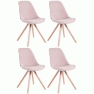 CLP Lot de 4 Chaises de salle à manger Toulouse Velours Pieds ronds bois Rose/Nature - violet textile 320462 CLP Lot de 4 Chaises de salle à manger Toulouse Velours Pieds ronds bois Rose/Nature - violet textile 320462