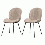 COSTWAY Ensemble de 2 chaises de salle à manger, chaises de cuisine, chaises rembourrées, velours avec structure métallique - gris métal VH33482SD-4