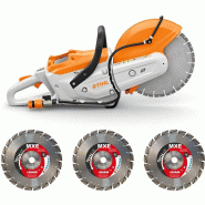 Découpeuse à batterie TSA 300 avec 3 disques diamants MXE Ø 300 mm - STIHL - TSA300.0+MXE300/20