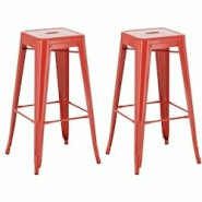 Décoshop26 - Lot de 2 tabourets de bar style industriel en métal avec repose-pieds rouge TDB10117 - 3001356098021 Décoshop26 - Lot de 2 tabourets de bar style industriel en métal avec repose-pieds rouge TDB10117 - 3001356098021