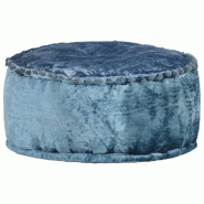 Décoshop26 - Pouf tabouret repose-pied ottoman rond 40 x 20 cm en velours bleu DEC030025 - 3000257686085