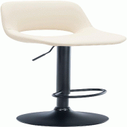 Décoshop26 - Tabouret de bar chaise haute x1 avec repose-pieds en PVC crème piètement métallique noir 10_0004585 - beige métal 3000252186566