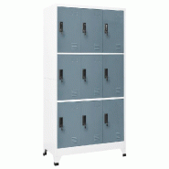 Helloshop26 - Armoire à casiers moderne 90 x 45 x 180 cm rangement sécurisé 9 portes verrouillables en acier gris 02_0047023 - gris acier 300023455