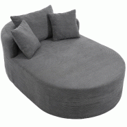 Merax Canapé lounge sans cadre 170 x 112.5 x 83 cm, fauteuil de relaxation, canapé simple XXL en velours côtelé, assise extra profonde, sans, gris