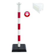 Poteaux 0.90 m. Sur socles avec pièce de fixation pour panneau et crochets pour chaines - PTPVCBC-NV01/K_0