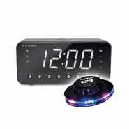 RADIO REVEIL USB CHARGING  M-192-CR - Afficheur blanc extra large - Radio PLL FM - Double alarme, Jeu de lumière OVNI LED - 3666638039279