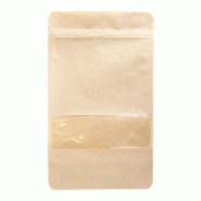 Sachet fermeture zip et fenêtre kraft naturel 13+3,5x22,5cm - par 500