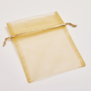 Sachet organza or - L 12 x H 17 cm - Lot de 10 - Emballage élégant pour bijoux et cadeaux