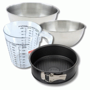 Set pâtisserie avec moule à manqué 20 cm, 2 bols à mixer, verre mesureur et spatule Zenker - noir métal 3176239937367