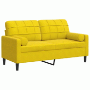 VidaXL Canapé 2 places avec oreillers décoratifs jaune 140 cm velours Modèle Kaléa - 3278225