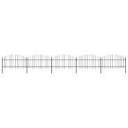 Vidaxl clôture de jardin à dessus en lance acier (1-1,25)x8,5 m noir 277725